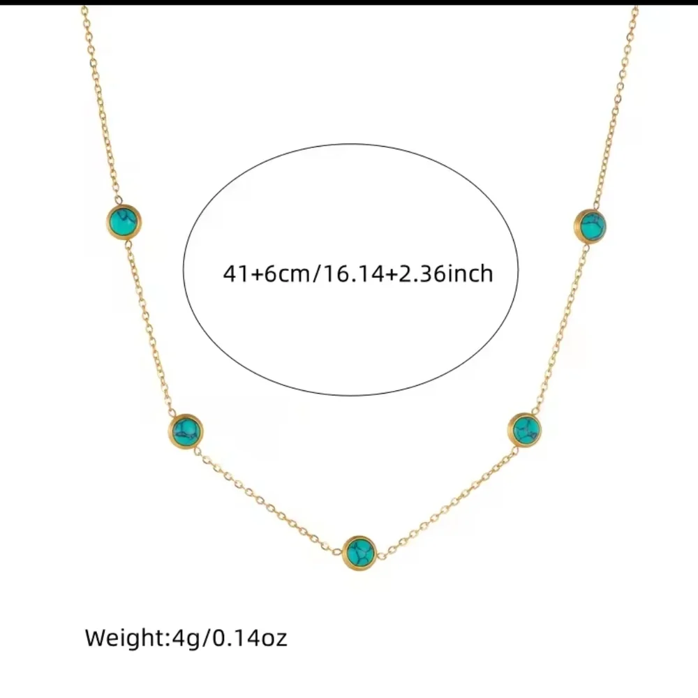 Gold and Turquoise Necklace and Earring Set - Picture 4 of 5